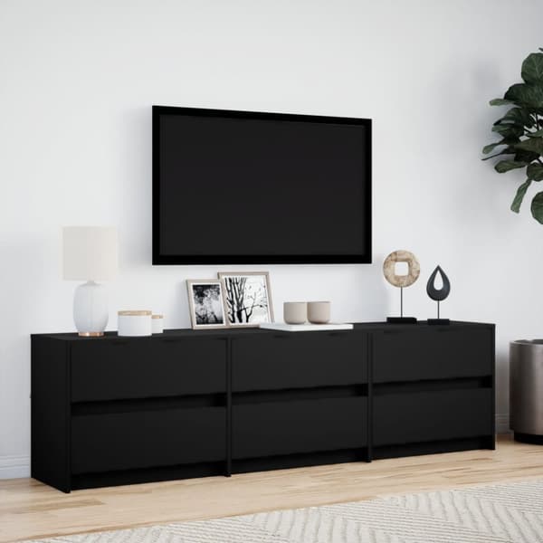 TV-taso LED-valoilla musta 180x34x50 cm tekninen puu