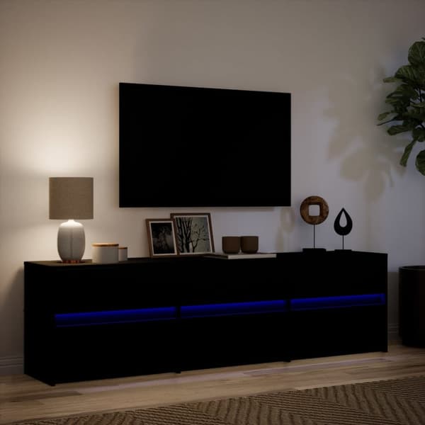 TV-taso LED-valoilla musta 180x34x50 cm tekninen puu