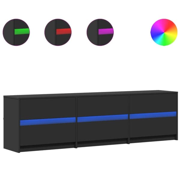 TV-taso LED-valoilla musta 180x34x50 cm tekninen puu