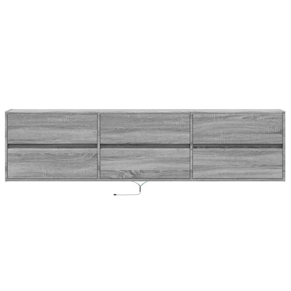 TV-seinäkaappi LED-valoilla harmaa Sonoma 180x31x45 cm