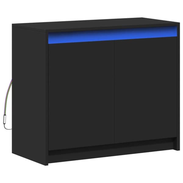 skænk med LED-lys 72x34x61 cm konstrueret træ sort