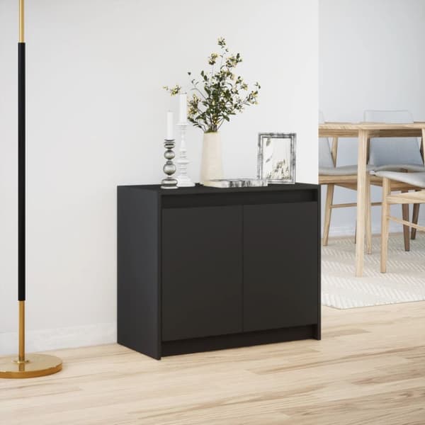 skænk med LED-lys 72x34x61 cm konstrueret træ sort