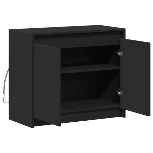 skænk med LED-lys 72x34x61 cm konstrueret træ sort