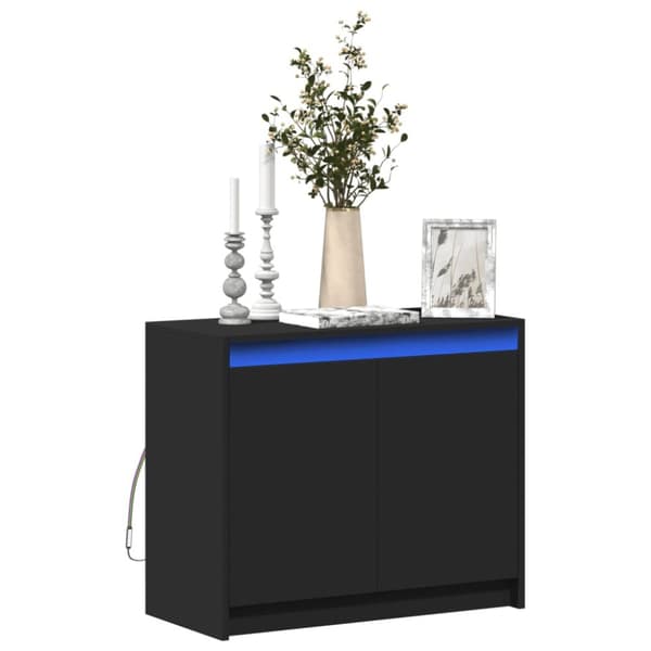 skænk med LED-lys 72x34x61 cm konstrueret træ sort