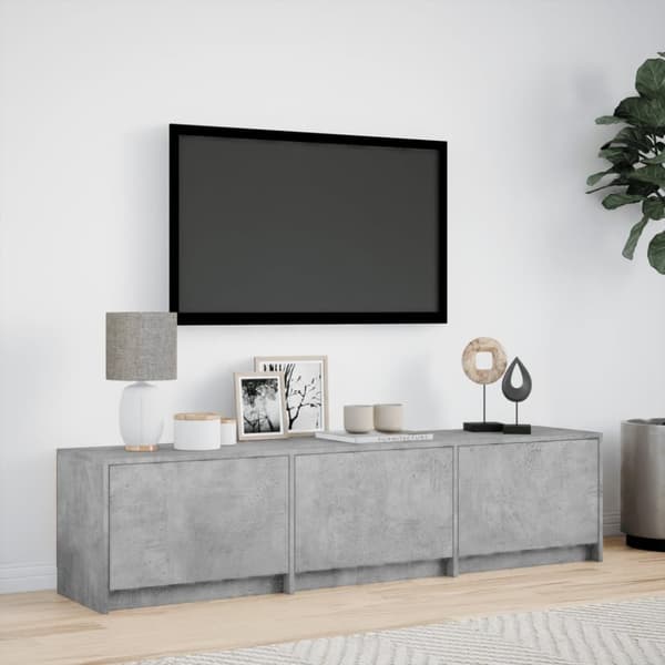 Tv-bänk med LEDs betonggrå 165x34x40 cm konstruerat trä