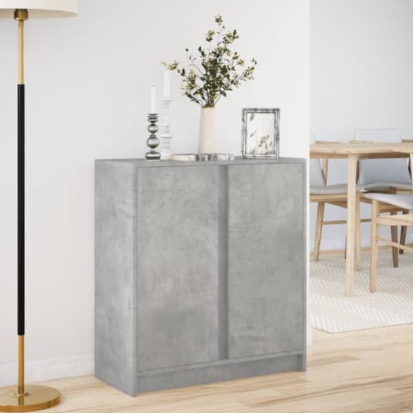 Senkki LED-valoilla betoninharmaa 77x34x85 cm tekninen puu