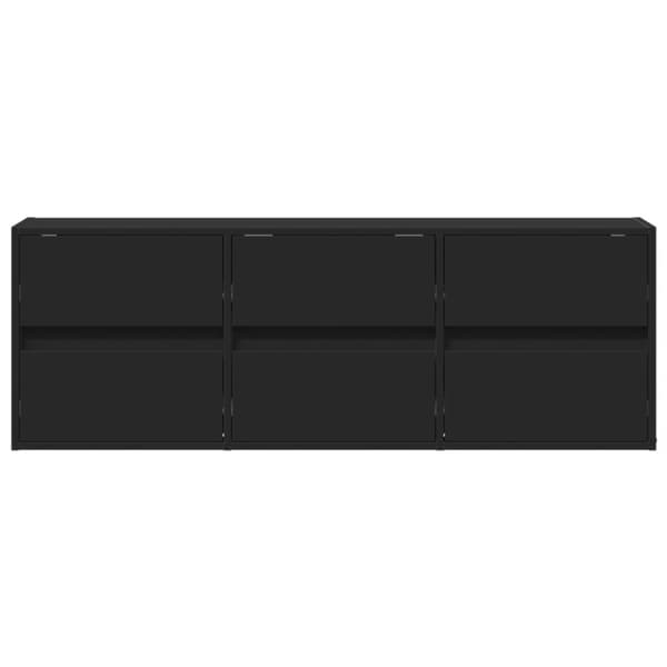 Väggmonterad tv-bänk LEDs svart 130x31x45 cm