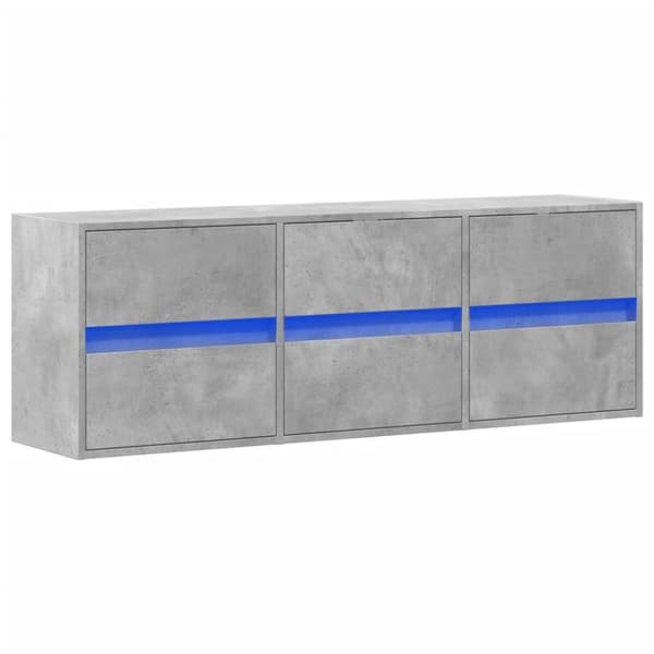 TV-seinäkaappi LED-valoilla betoninharmaa 130x31x45 cm