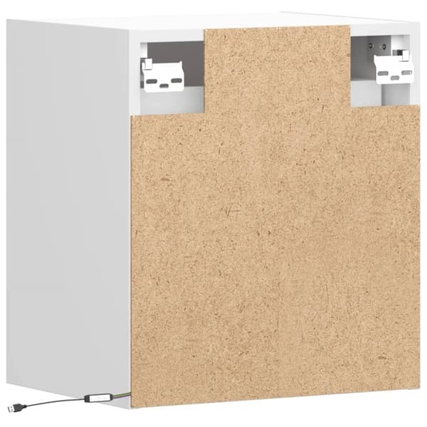væghængte tv-borde 2 stk. med LED-lys 41x31x45 cm hvid