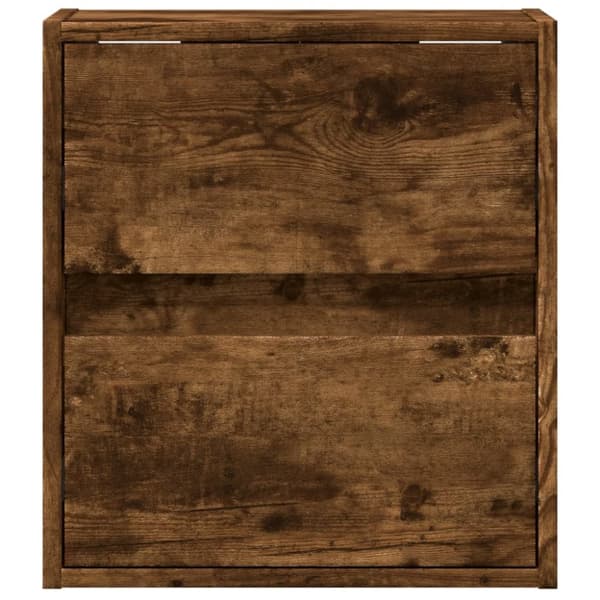 væghængt tv-bord med LED-lys 41x31x45 cm røget egetræsfarve