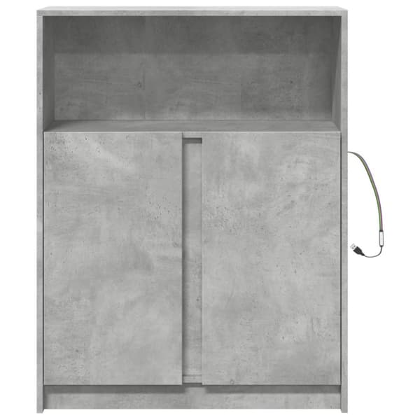 skab med LED 77x34x100 cm konstrueret træ betongrå