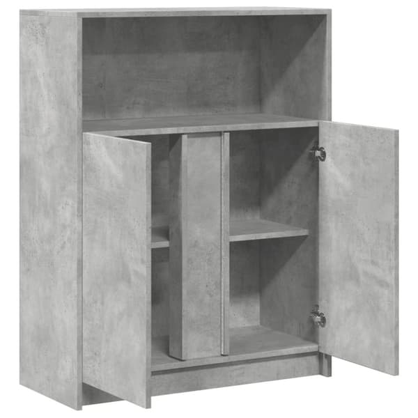 skab med LED 77x34x100 cm konstrueret træ betongrå
