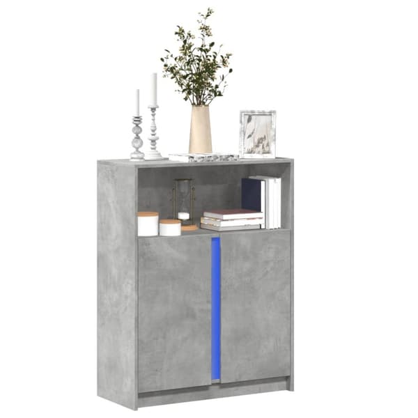 skab med LED 77x34x100 cm konstrueret træ betongrå