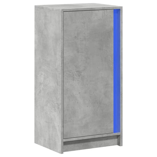 skab med LED-lys 42,5x34x85 cm konstrueret træ betongrå
