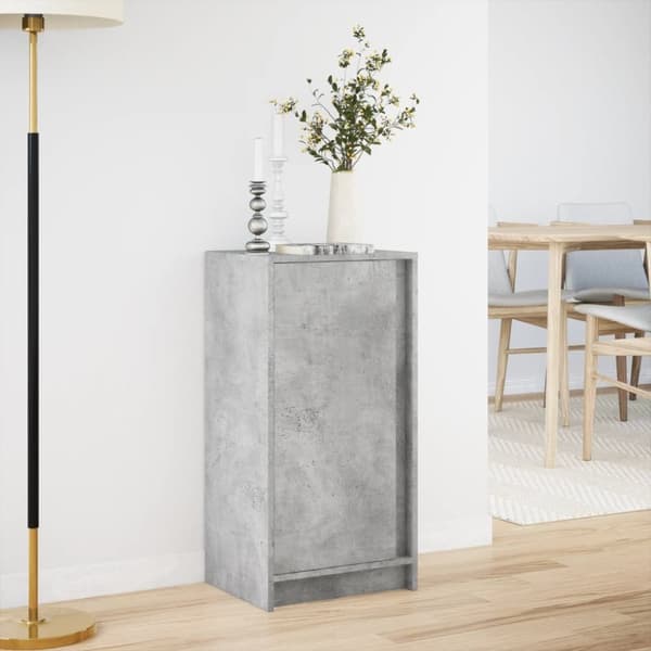 skab med LED-lys 42,5x34x85 cm konstrueret træ betongrå