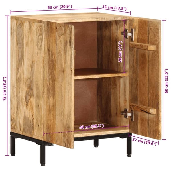skab 53x35x72 cm massivt mangotræ