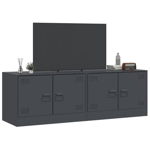 TV-skåp 2 st antracit 67x39x44 cm stål
