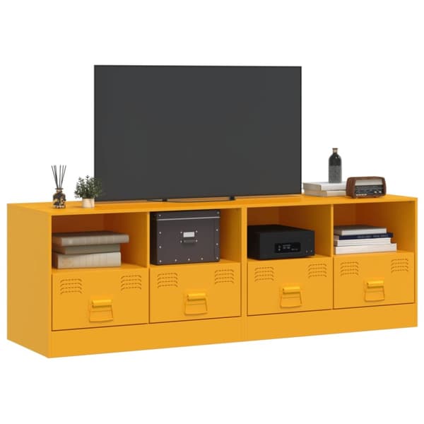 TV-skåp 2 st senapsgul 67x39x44 cm stål