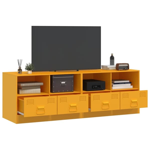 TV-skåp 2 st senapsgul 67x39x44 cm stål