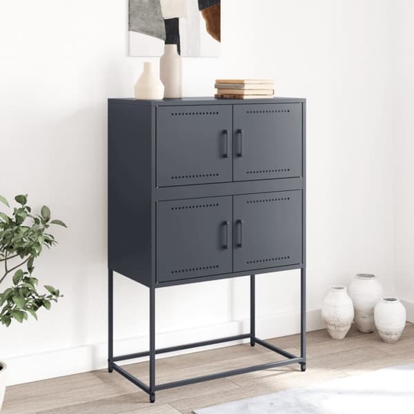 Skänk antracit 68,5x38,5x107 cm stål