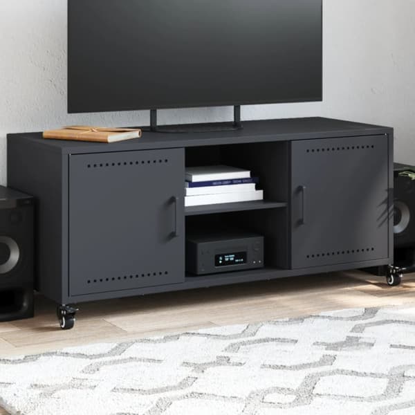 tv-bord 100,5x39x43,5 cm koldvalset stål antracitgrå