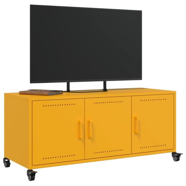 tv-bord 100,5x39x43,5 cm koldvalset stål sennepsgul