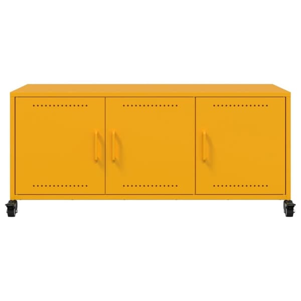 tv-bord 100,5x39x43,5 cm koldvalset stål sennepsgul