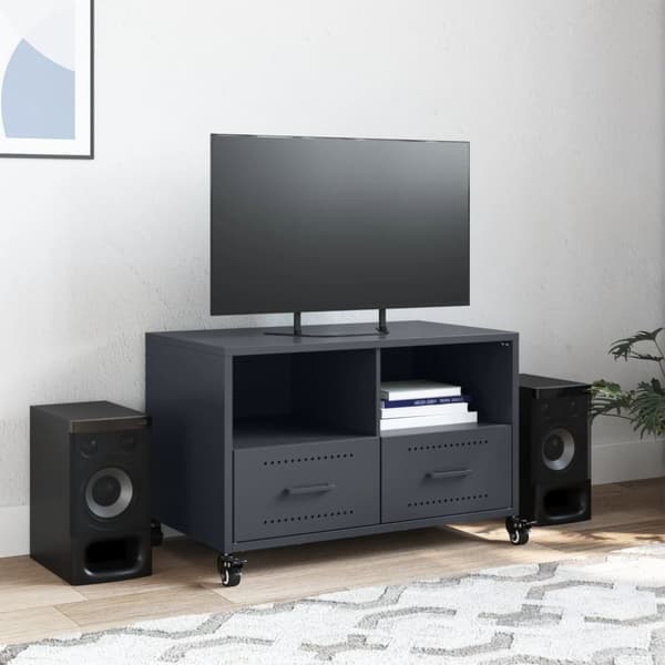 Tv-bänk antracit 68x39x43,5 cm kallvalsat stål