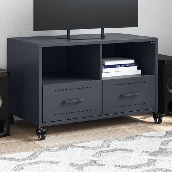 Tv-bänk antracit 68x39x43,5 cm kallvalsat stål