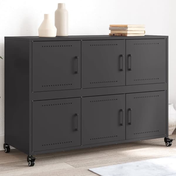 skænk 100,5x39x72 cm koldvalset stål sort