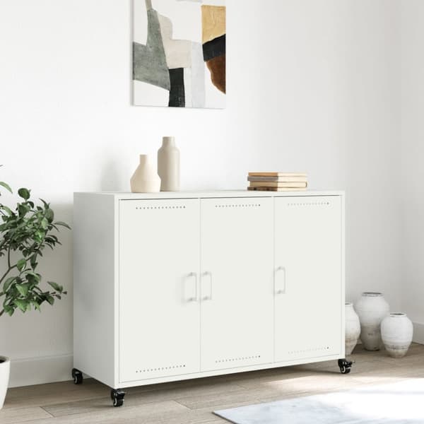 skænk 100,5x39x72 cm koldvalset stål hvid