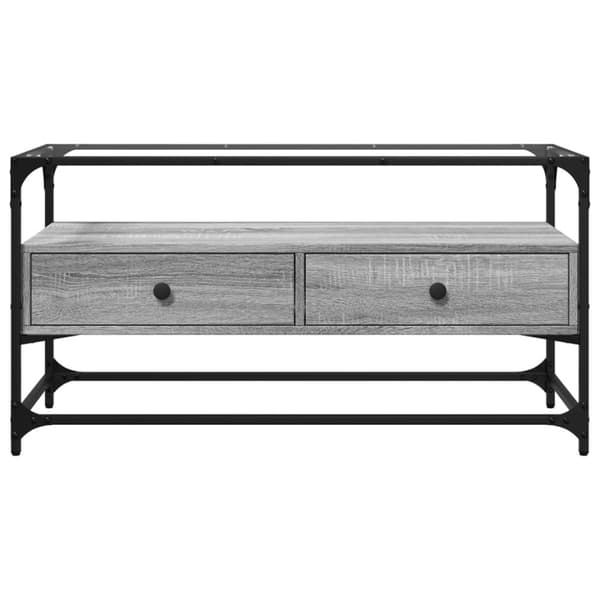 TV-taso lasinen pöytälevy harm. Sonoma 98x35x51 cm tekninen puu