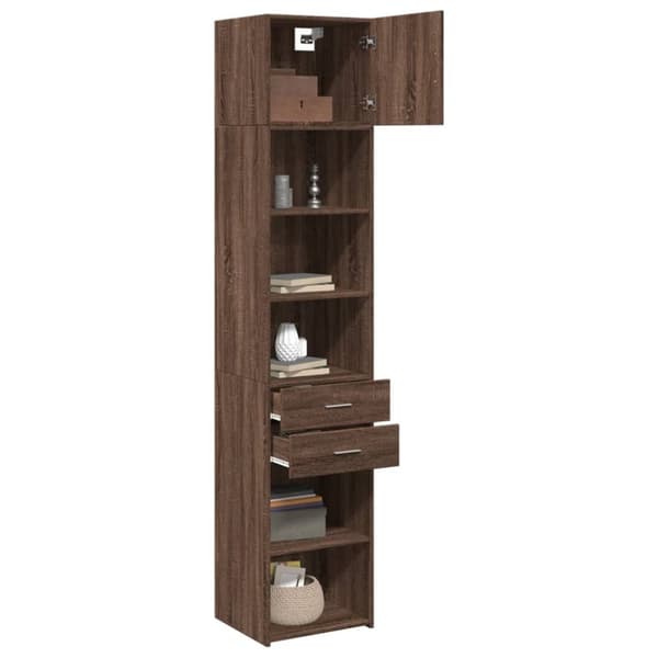 skab 45x42,5x225 cm smalt konstrueret træ brun egetræsfarve