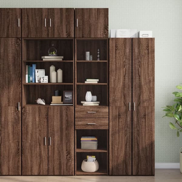 skab 45x42,5x225 cm smalt konstrueret træ brun egetræsfarve