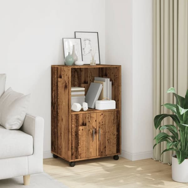 rullebord 55x40x91 cm konstrueret træ gammelt trælook