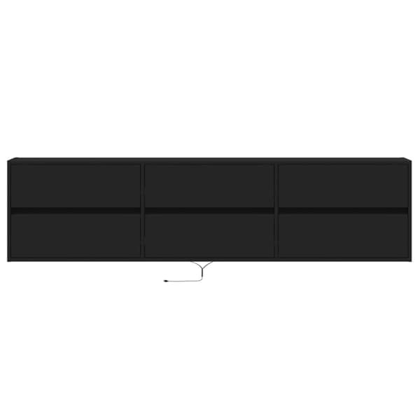 væghængt tv-bord med LED 180x31x45 cm sort