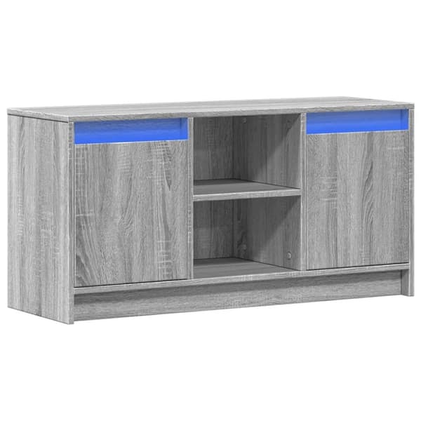 TV-taso LED-valoilla harmaa Sonoma 100x34x50 cm tekninen puu