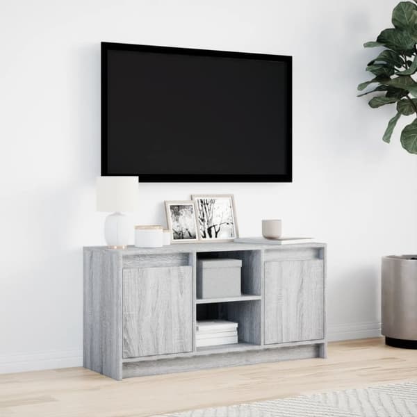 TV-taso LED-valoilla harmaa Sonoma 100x34x50 cm tekninen puu