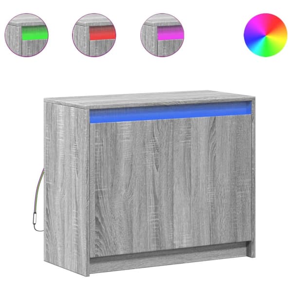 Senkki LED-valoilla harmaa Sonoma 72x34x61 cm tekninen puu