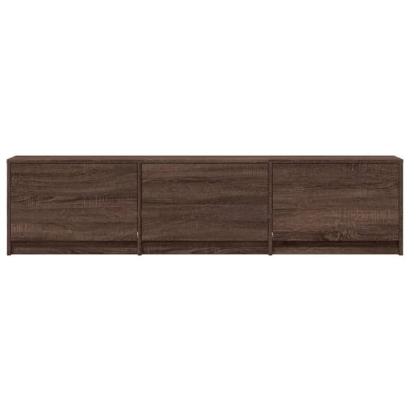 tv-bord m. LED-lys 165x34x40 cm konstrueret træ brunt eg