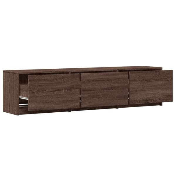 tv-bord m. LED-lys 165x34x40 cm konstrueret træ brunt eg