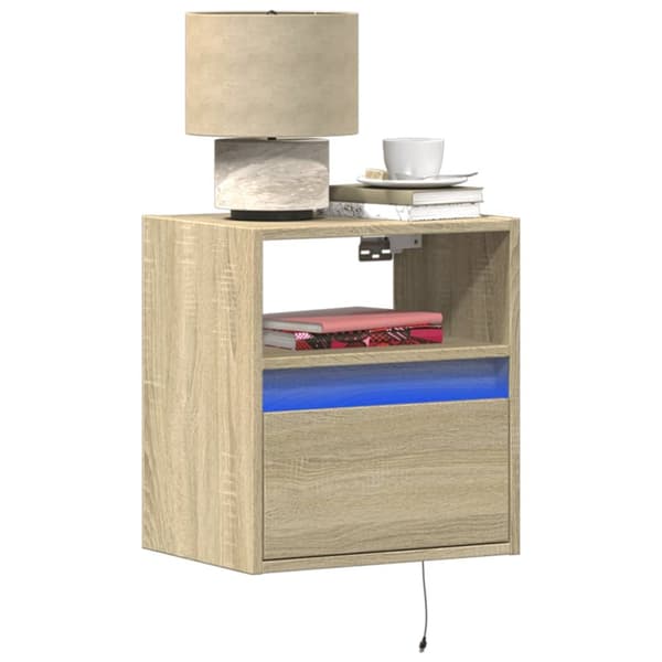 Väggmonterad tv-bänk LED 2 st sonoma-ek 41x31x45 cm