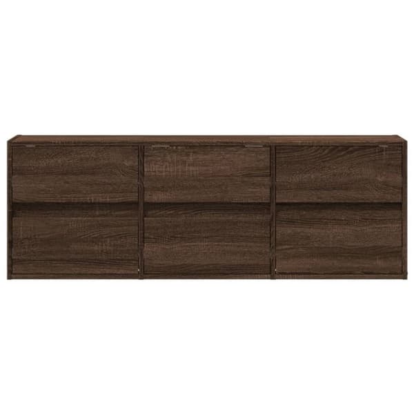 Väggmonterad tv-bänk LED brun ek 130x31x45 cm