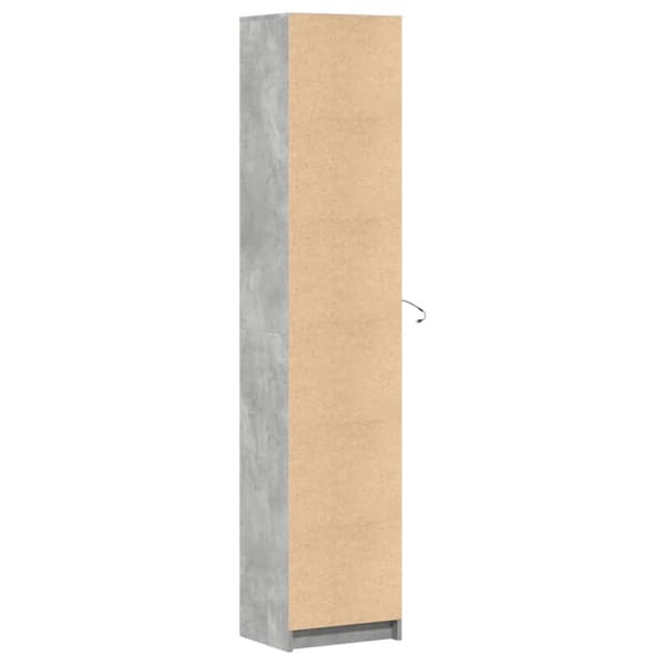 skab med LED-lys 41,5x32,5x200 cm konstrueret træ betongrå