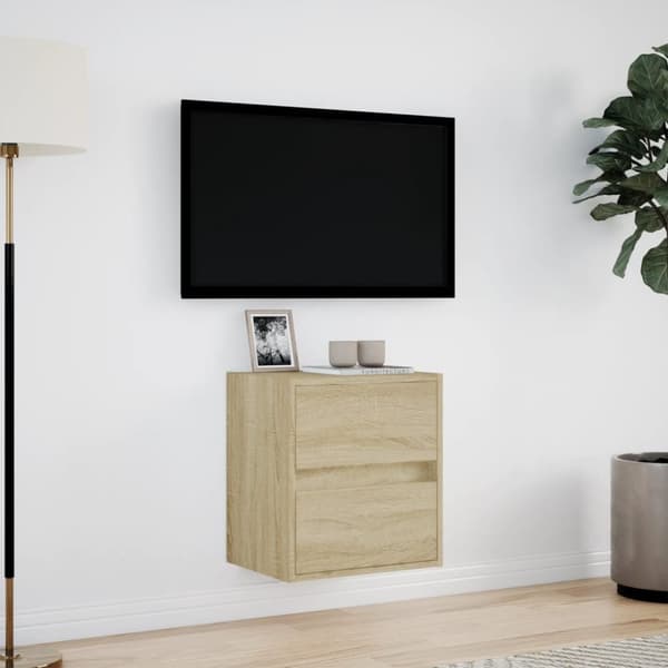 Väggmonterad tv-bänk LED sonoma-ek 41x31x45 cm