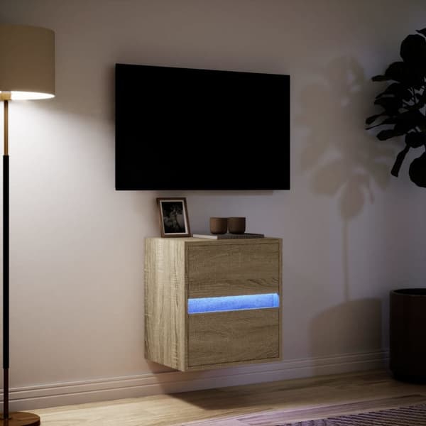 Väggmonterad tv-bänk LED sonoma-ek 41x31x45 cm