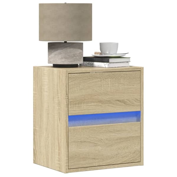 Väggmonterad tv-bänk LED sonoma-ek 41x31x45 cm