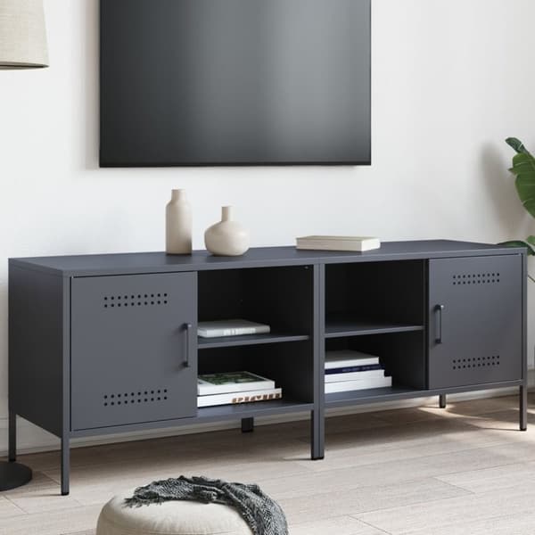 Tv-bänk 2 st antracit 68x39x50,5 cm stål