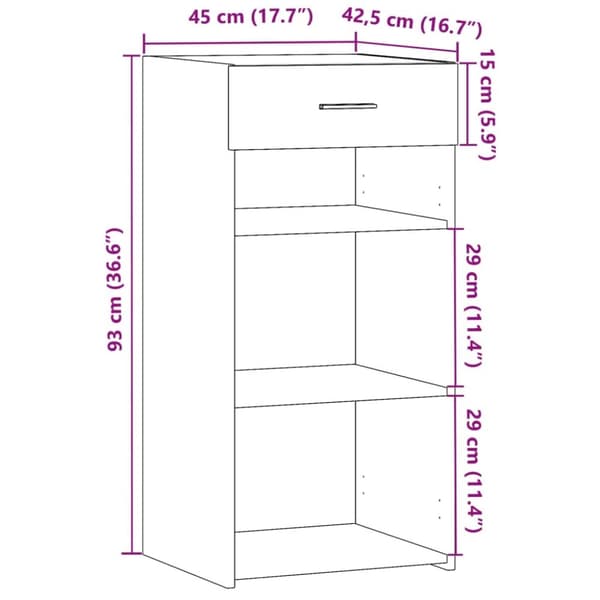 skab 45x34x93 cm konstrueret træ betongrå