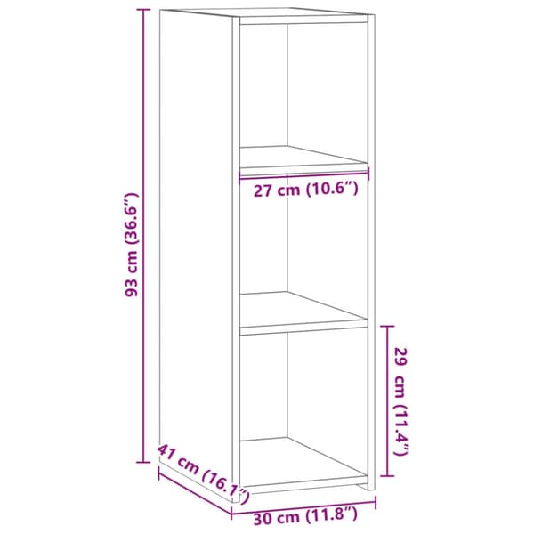 skab 30x41x93 cm konstrueret træ sort